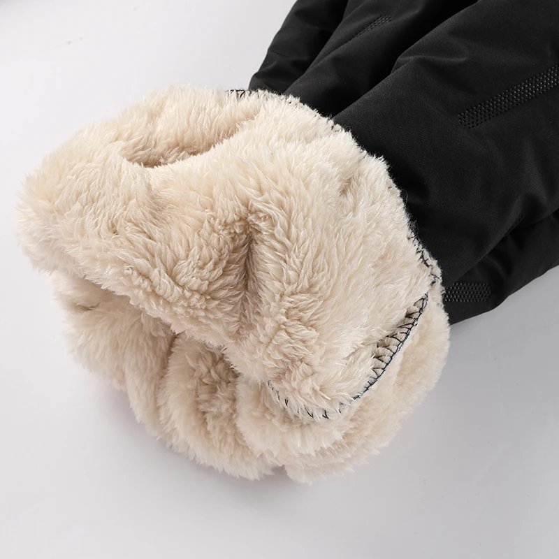 Winter Zip Pockets Thicken Fleece Sweatpants Men Jogger Black Down Sport Warm Pants Male Water Proof Thermal Trousers