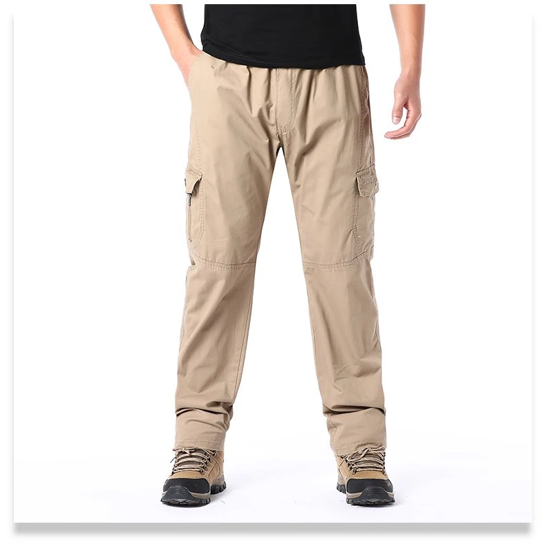 Plus Size Men's Cargo Pants Casual Loose Multi Pocket High Quality Cotton Pants Long Trousers Mens Jogger Pants 5XL 6XL