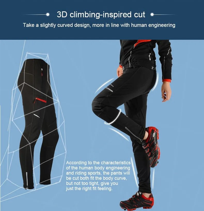 ROCKBROS Thermal Warm Cycling Pants Windproof Waterproof Winter Autumn Keep Warm Bike Long Trousers Sport MTB Road Bicycle Pants