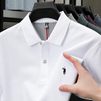 100% pure cotton men's breathable short sleeve T-shirt high-end luxury brand embroidered loose casual summer business polo shirt