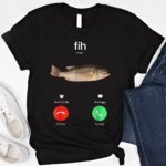 Men Clothing Unisex Fashion Funny Fish Meme T-Shirt Fih Calling Graphic Tee Retro Vintage Tee Soft Crew Neck Short Sleeve Shirt
