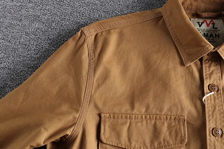 Autumn new 204 khaki retro wash solid color work shirt men's three-dimensional pocket trend loose jacket