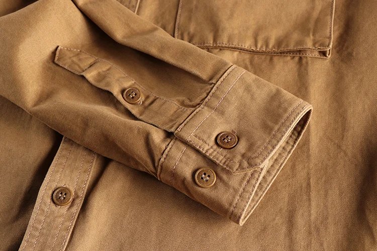 Autumn new 204 khaki retro wash solid color work shirt men's three-dimensional pocket trend loose jacket