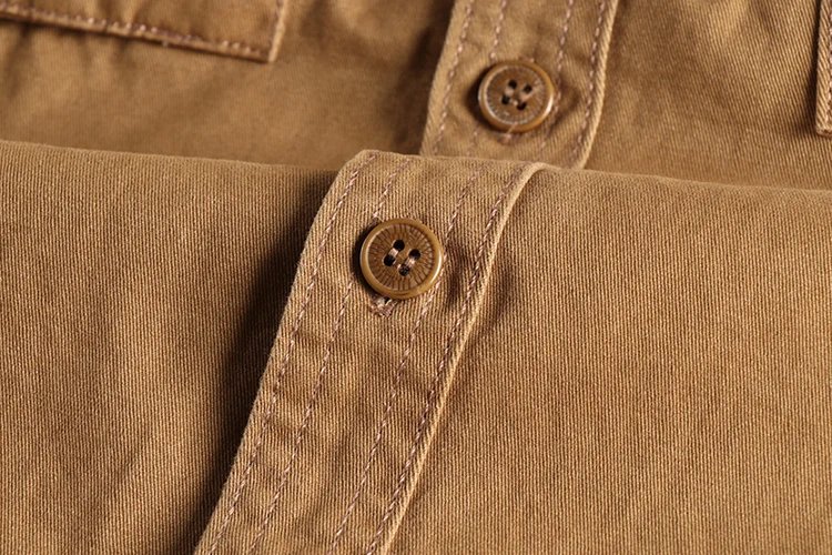 Autumn new 204 khaki retro wash solid color work shirt men's three-dimensional pocket trend loose jacket