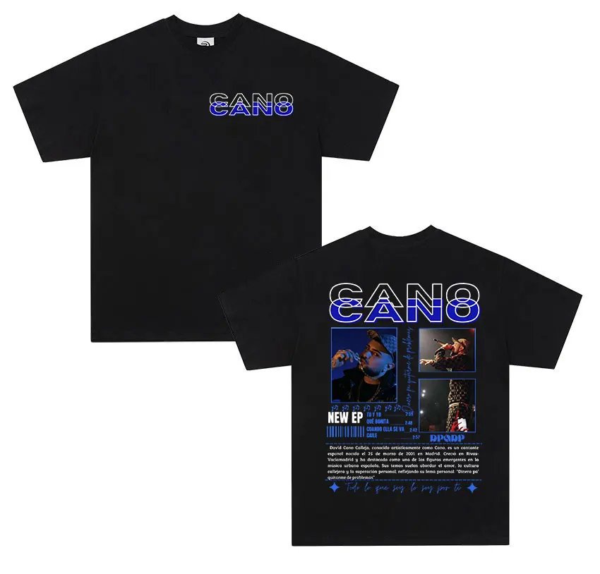 Rapper Cano Triana Tour 2025 Graphic T shirt Men's Hip Hop punk Short sleeve T-shirt Oversized Unisex cotton T Shirts streetwear