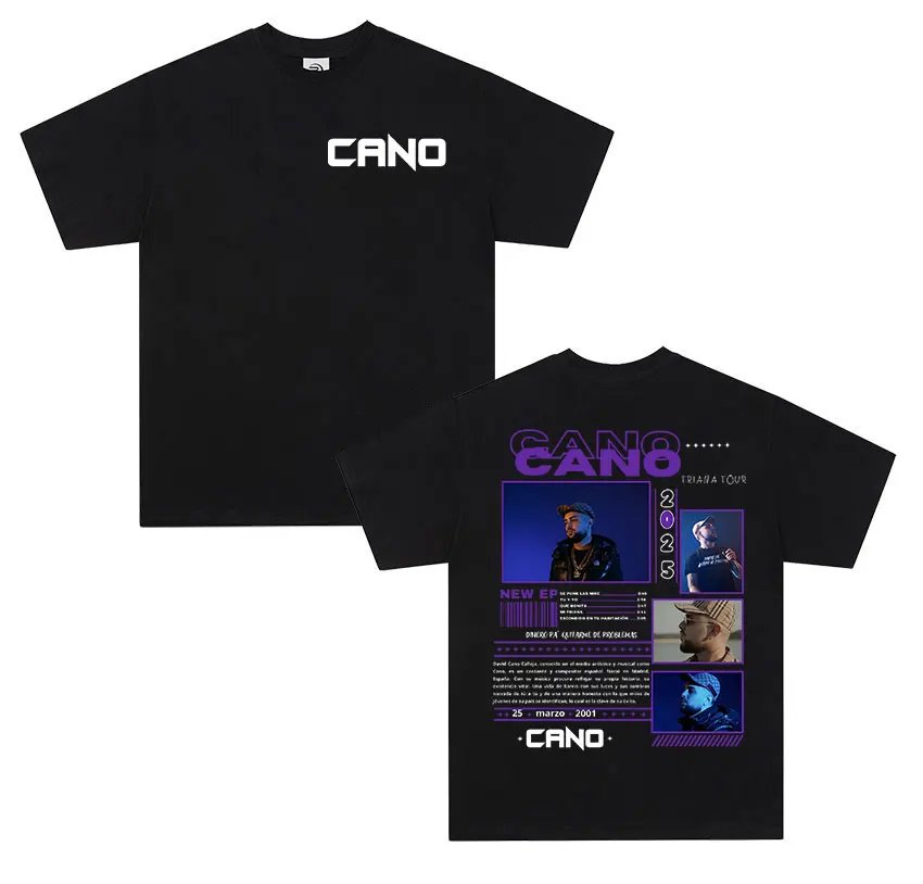 Rapper Cano Triana Tour 2025 Graphic T shirt Men's Hip Hop punk Short sleeve T-shirt Oversized Unisex cotton T Shirts streetwear