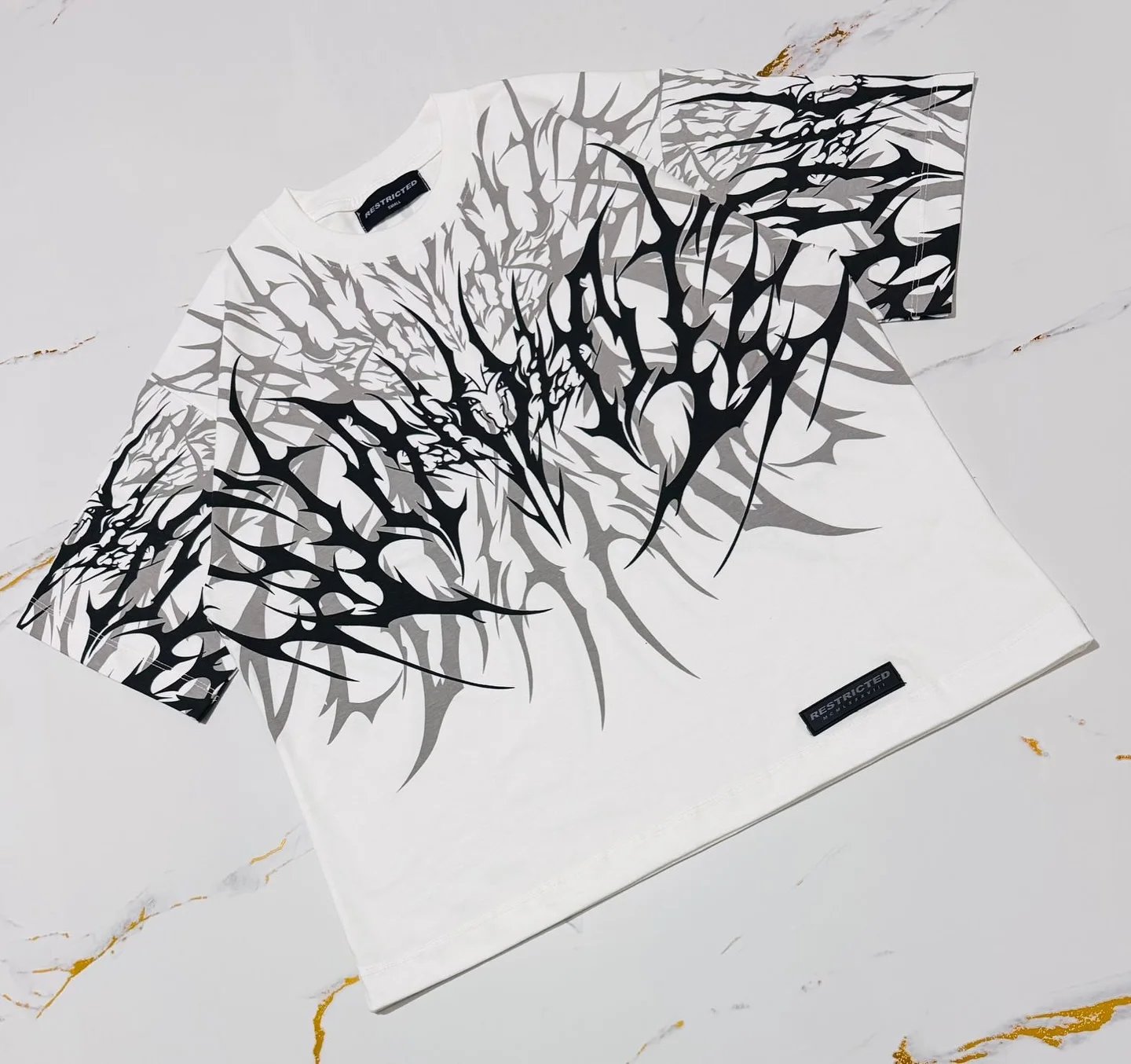 Y2K Cyberpunk Gothic T Shirt Edgy Thorn Texture Print Pure Cotton Streetwear Fashion Graphic Tee Urban Style Comfortable Fit