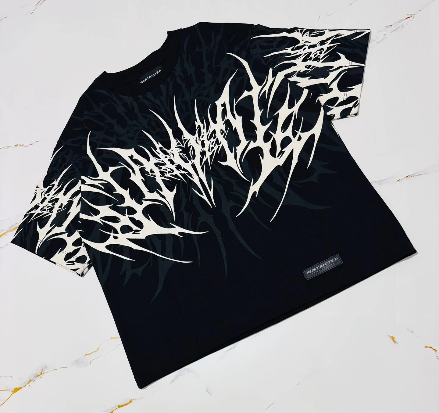 Y2K Cyberpunk Gothic T Shirt Edgy Thorn Texture Print Pure Cotton Streetwear Fashion Graphic Tee Urban Style Comfortable Fit