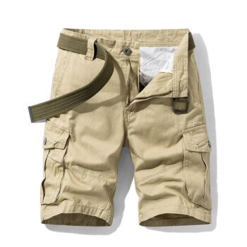 2025 Summer Men's Baggy Multi Pocket Military Cargo Shorts Male Cotton Khaki Mens Tactical Shorts Short Pants 30-38 No Belt