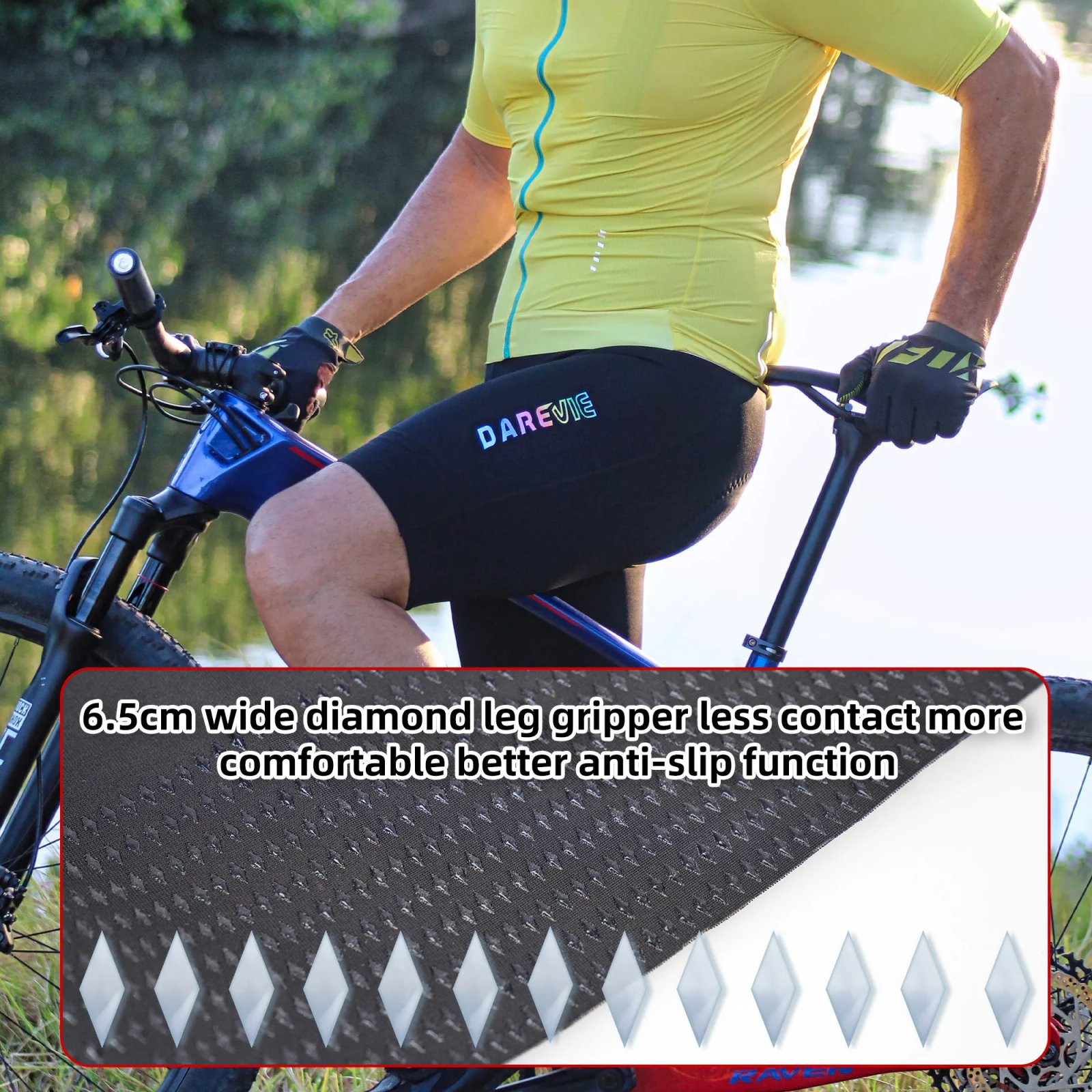 DAREVIE Cycling Bib Shorts Seamless 4.0 Italy ELASTIC-INTERFACE Pad Cycling Shorts Diamond Leg Gripper Men's Bretelelle Shorts