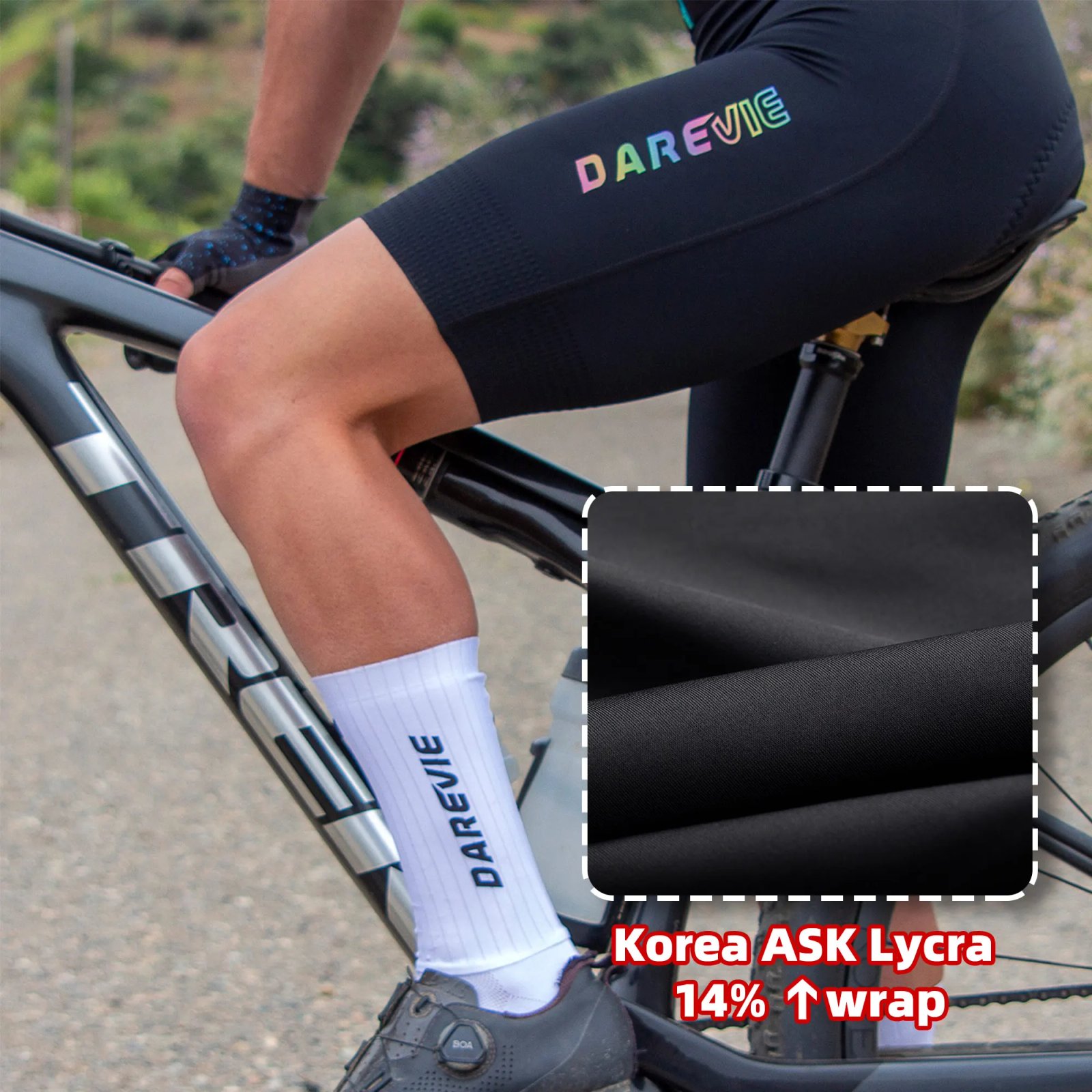 DAREVIE Cycling Bib Shorts Seamless 4.0 Italy ELASTIC-INTERFACE Pad Cycling Shorts Diamond Leg Gripper Men's Bretelelle Shorts