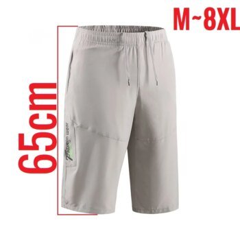 Calf Length Long Men's Shorts Summer Beach Elastic Bermuda Male Lightweight Stretch Big Size Plus Large 8XL Zip Pocket Capri 7XL