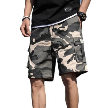 Men's Camouflage Cargo Shorts with Drawstring & Multi-Pockets Casual Outdoor Fashion Camo Shorts Available in Multiple Colors