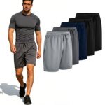 5-piece men's casual shorts with drawstring waistband, breathable fabric, available in multiple colors - ideal choice for summer
