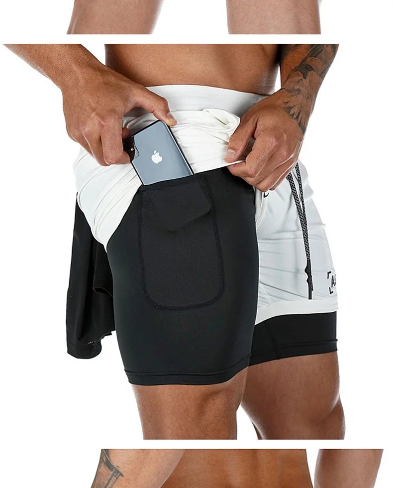 ASRV Men's Summer Quick Dry Running 2 in 1 Shorts Sports Jogger Short Pants Male Gym Fitness Training Sweatpants Plus Size M-5XL