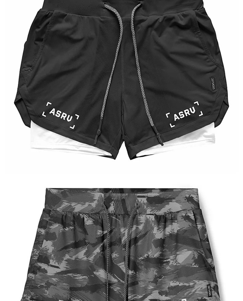ASRV Men's Summer Quick Dry Running 2 in 1 Shorts Sports Jogger Short Pants Male Gym Fitness Training Sweatpants Plus Size M-5XL