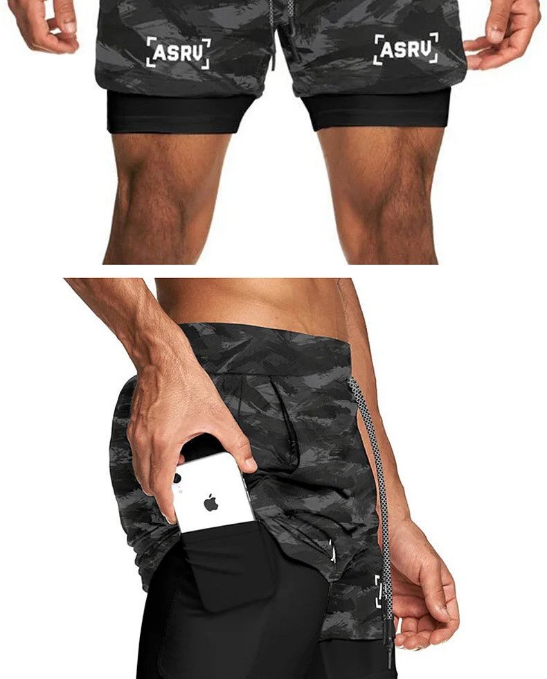 ASRV Men's Summer Quick Dry Running 2 in 1 Shorts Sports Jogger Short Pants Male Gym Fitness Training Sweatpants Plus Size M-5XL