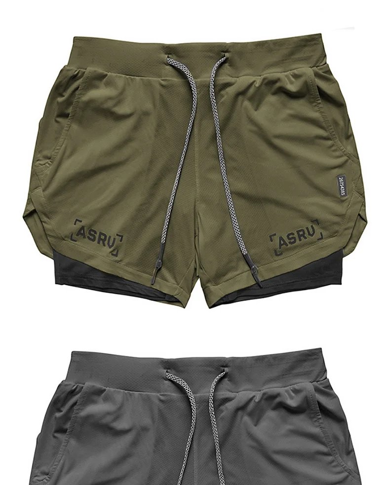 ASRV Men's Summer Quick Dry Running 2 in 1 Shorts Sports Jogger Short Pants Male Gym Fitness Training Sweatpants Plus Size M-5XL