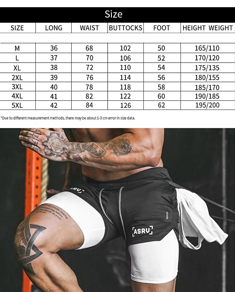 ASRV Men's Summer Quick Dry Running 2 in 1 Shorts Sports Jogger Short Pants Male Gym Fitness Training Sweatpants Plus Size M-5XL