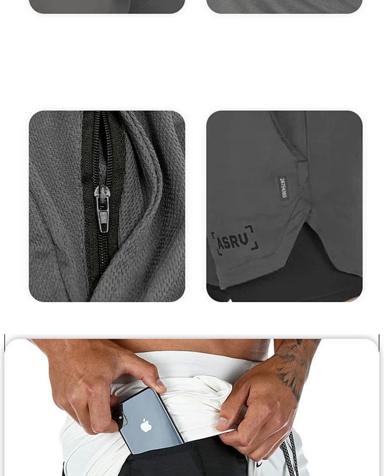 ASRV Men's Summer Quick Dry Running 2 in 1 Shorts Sports Jogger Short Pants Male Gym Fitness Training Sweatpants Plus Size M-5XL