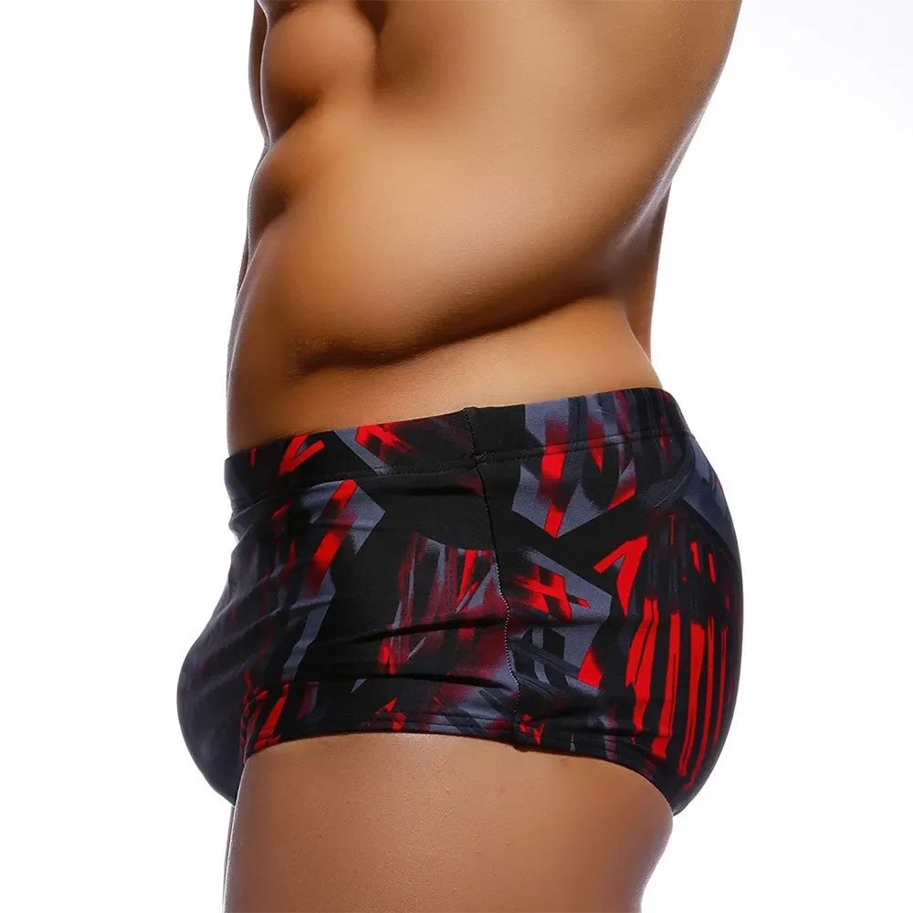 Men Swimwear Brazilian Traditional Cut Swimsuits Swim Bikini Surf Boxer Briefs Board Shorts Trunks Black and Red Sunga
