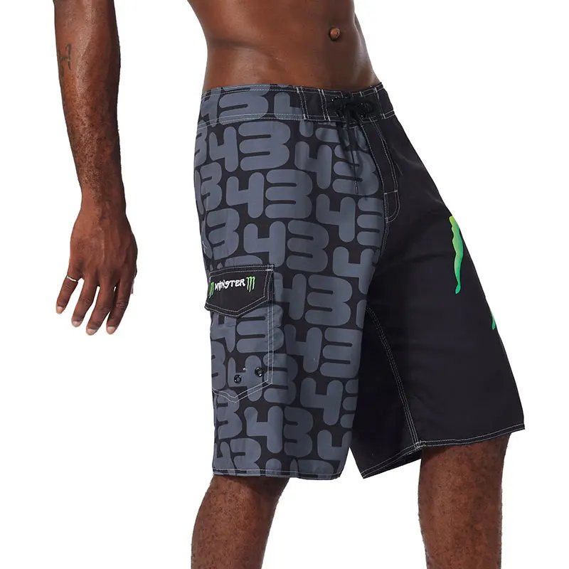 Men Beach Shorts Fitness Muscle Printed Water Sports Surf Beach Shorts Swimwear Fashion Double Bermuda Shorts Nickel board pants