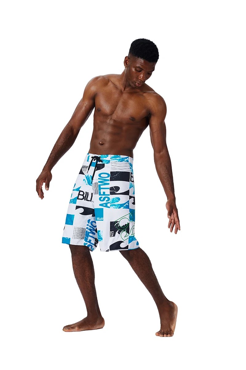 Men Beach Shorts Fitness Muscle Printed Water Sports Surf Beach Shorts Swimwear Fashion Double Bermuda Shorts Nickel board pants