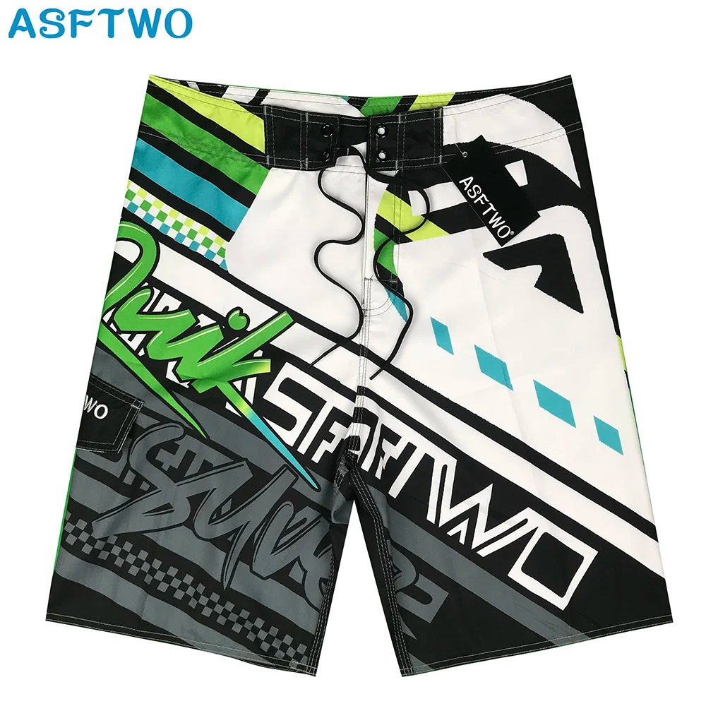 Men Beach Shorts Fitness Muscle Printed Water Sports Surf Beach Shorts Swimwear Fashion Double Bermuda Shorts Nickel board pants