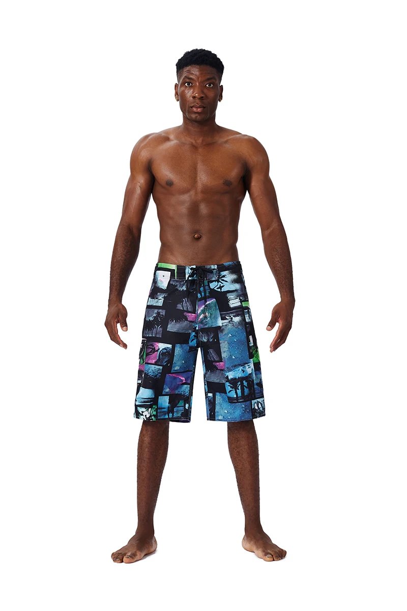 Men Beach Shorts Fitness Muscle Printed Water Sports Surf Beach Shorts Swimwear Fashion Double Bermuda Shorts Nickel board pants