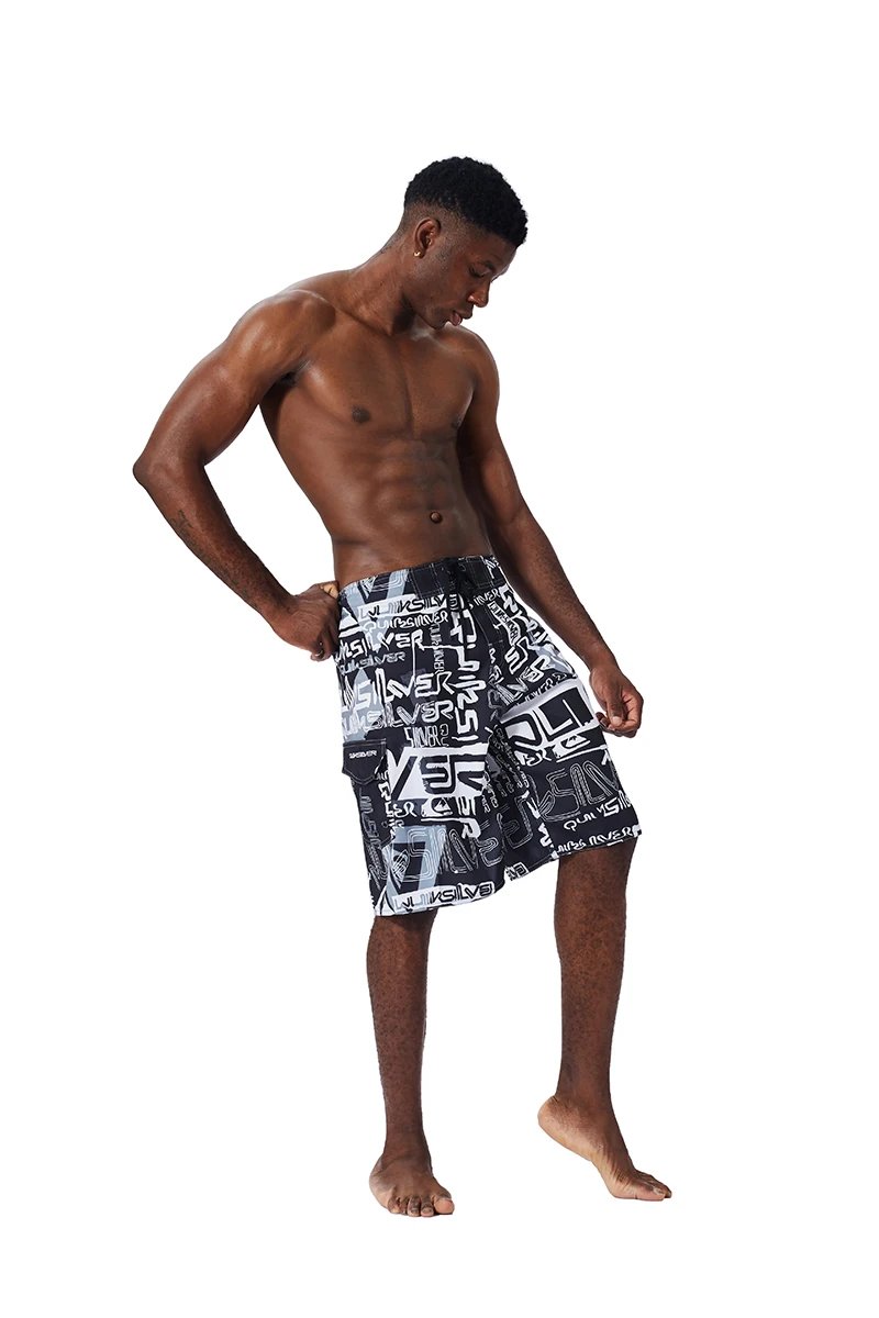 Men Beach Shorts Fitness Muscle Printed Water Sports Surf Beach Shorts Swimwear Fashion Double Bermuda Shorts Nickel board pants