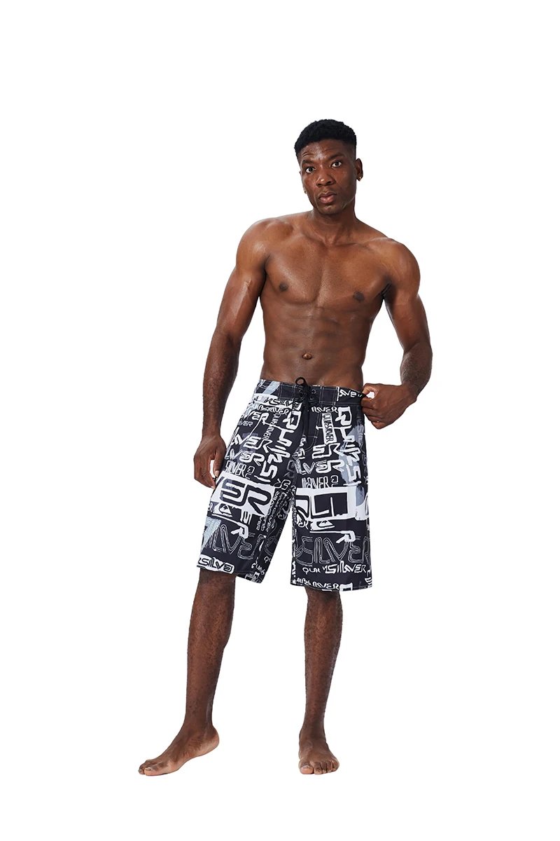 Men Beach Shorts Fitness Muscle Printed Water Sports Surf Beach Shorts Swimwear Fashion Double Bermuda Shorts Nickel board pants