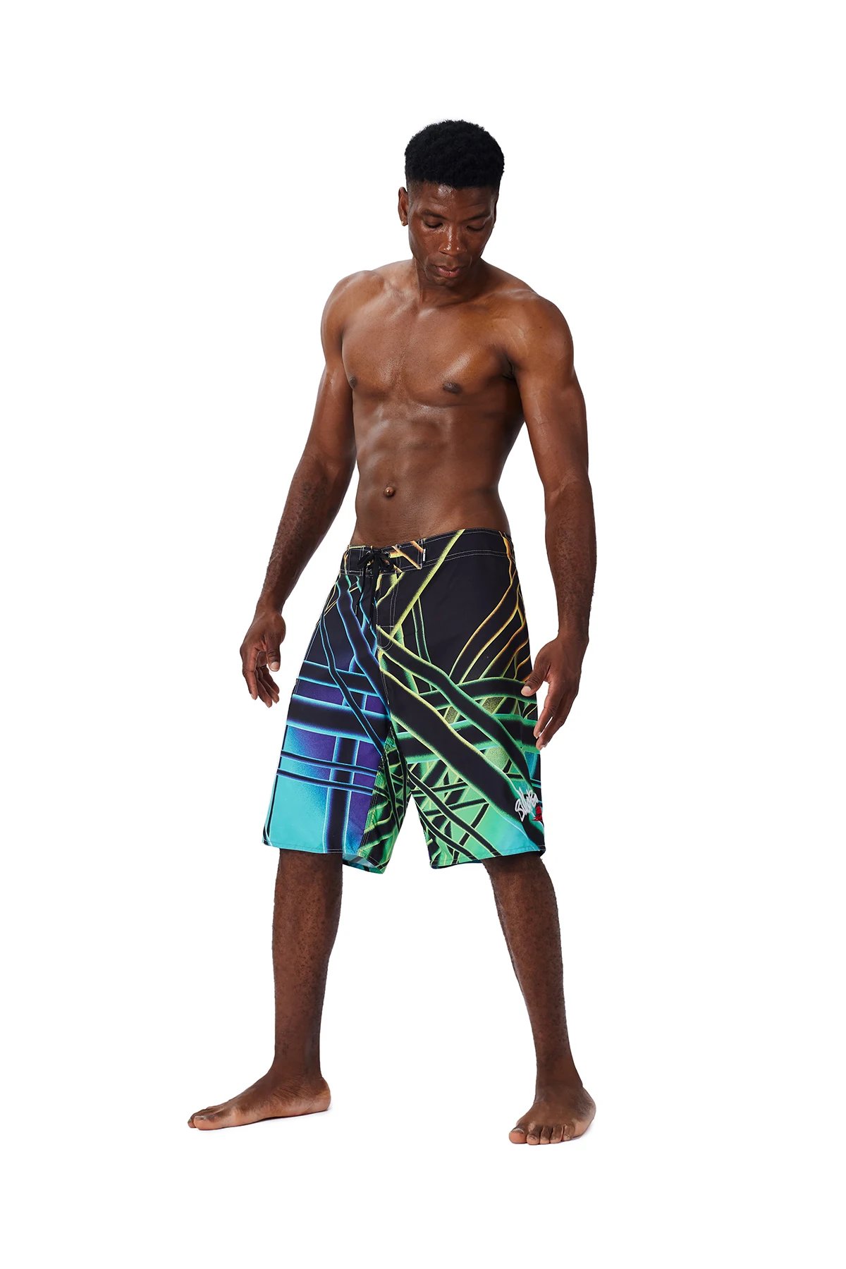Men Beach Shorts Fitness Muscle Printed Water Sports Surf Beach Shorts Swimwear Fashion Double Bermuda Shorts Nickel board pants