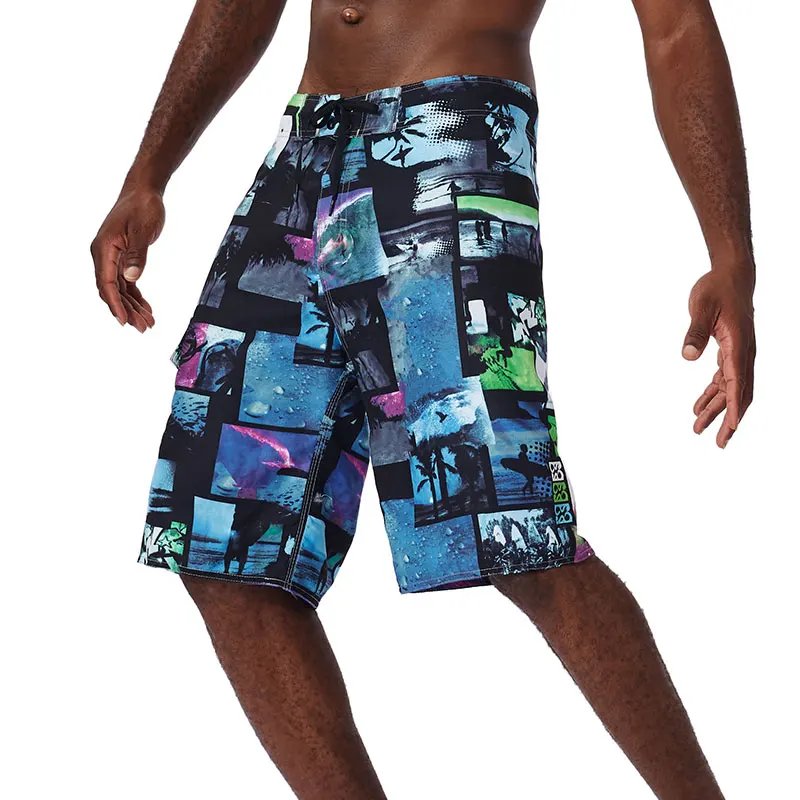 Men Beach Shorts Fitness Muscle Printed Water Sports Surf Beach Shorts Swimwear Fashion Double Bermuda Shorts Nickel board pants