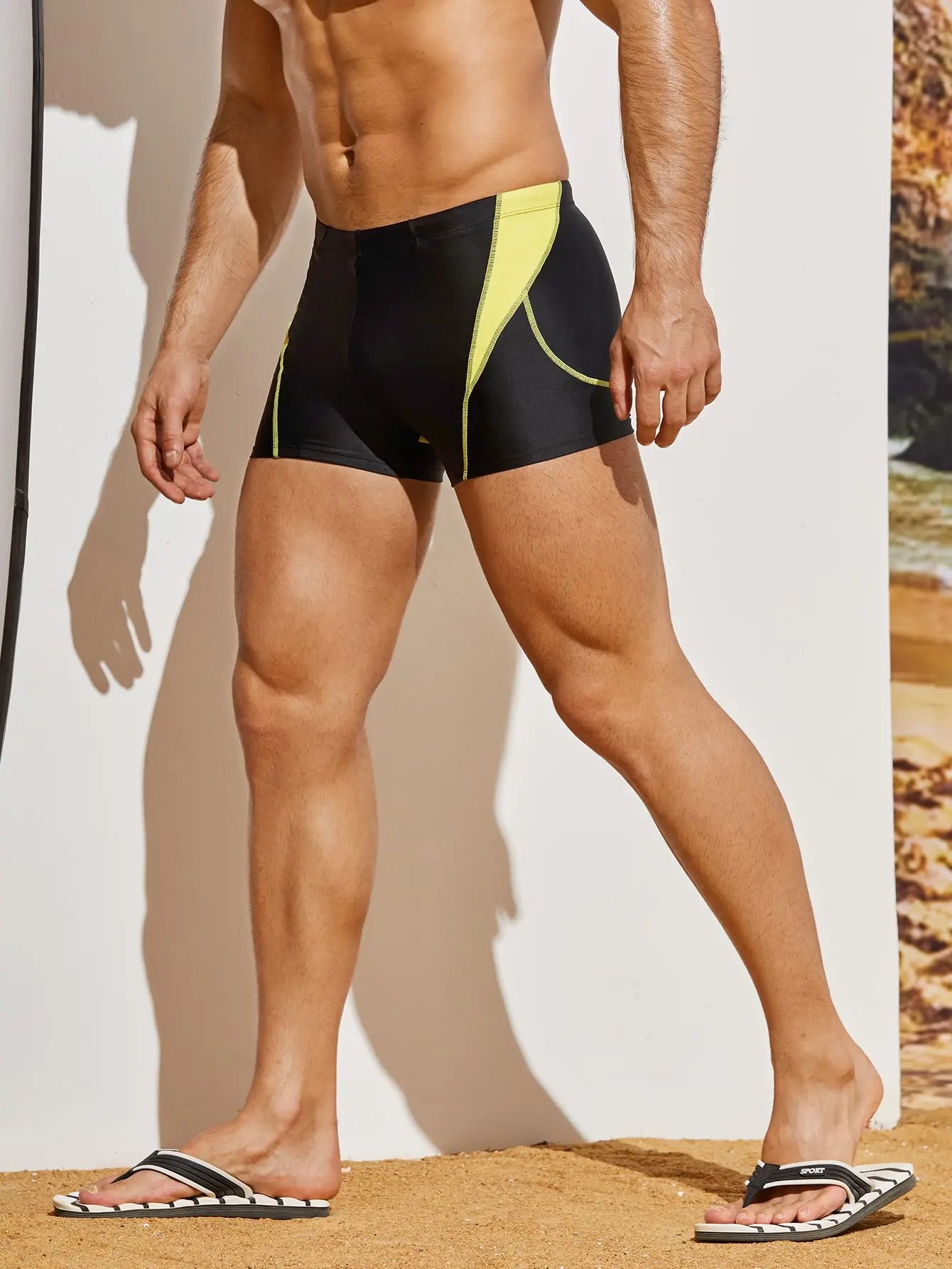 Men's Professional Boxer Briefs Swimsuit, Compression Quick Dry Swimming Pants