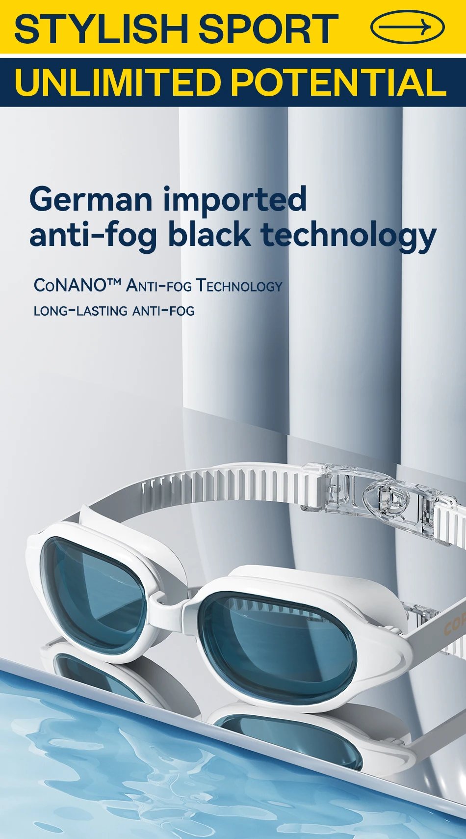 COPOZZ New Swimming Goggles Myopia Men Women Imported Lasting Anti Fog UV Protecion Adjustable Professional Diving Swim Glasses