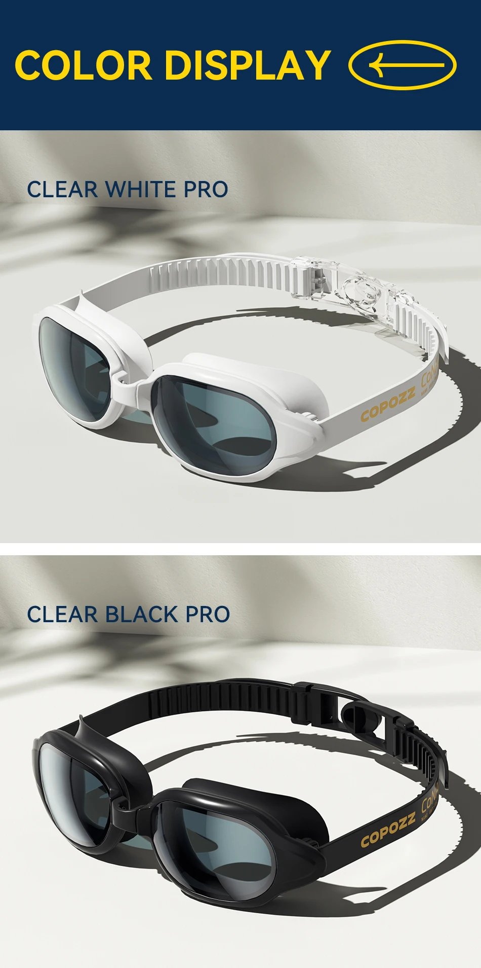 COPOZZ New Swimming Goggles Myopia Men Women Imported Lasting Anti Fog UV Protecion Adjustable Professional Diving Swim Glasses