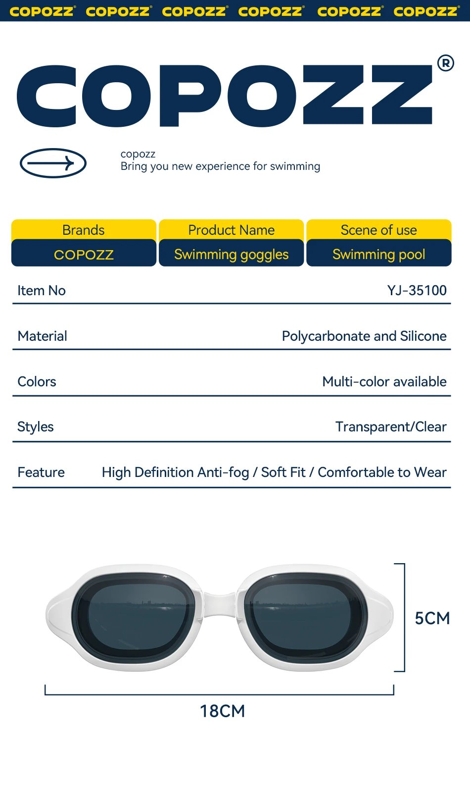 COPOZZ New Swimming Goggles Myopia Men Women Imported Lasting Anti Fog UV Protecion Adjustable Professional Diving Swim Glasses