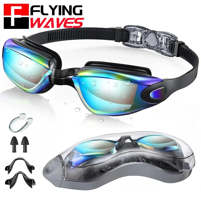 Adjustable Silicone Swimming Goggles Anti-fog UV Protection No Leaking Mirrored Swim Eyewear Glasses for Adult Men Women Youth