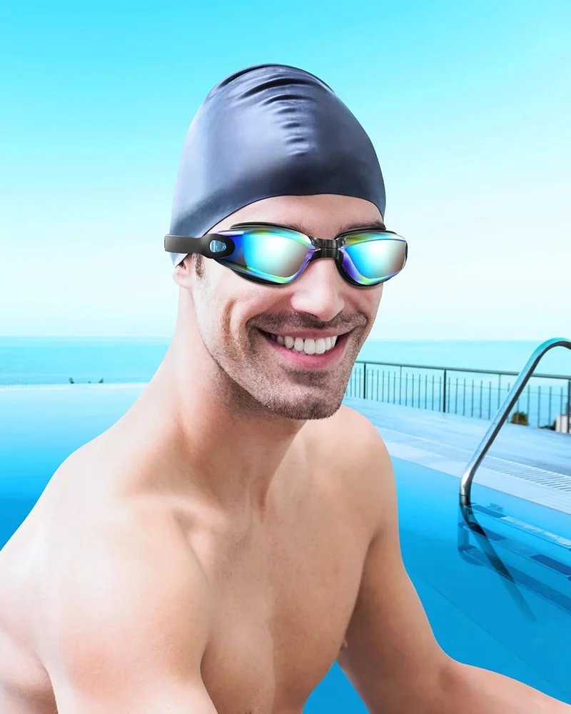 Adjustable Silicone Swimming Goggles Anti-fog UV Protection No Leaking Mirrored Swim Eyewear Glasses for Adult Men Women Youth