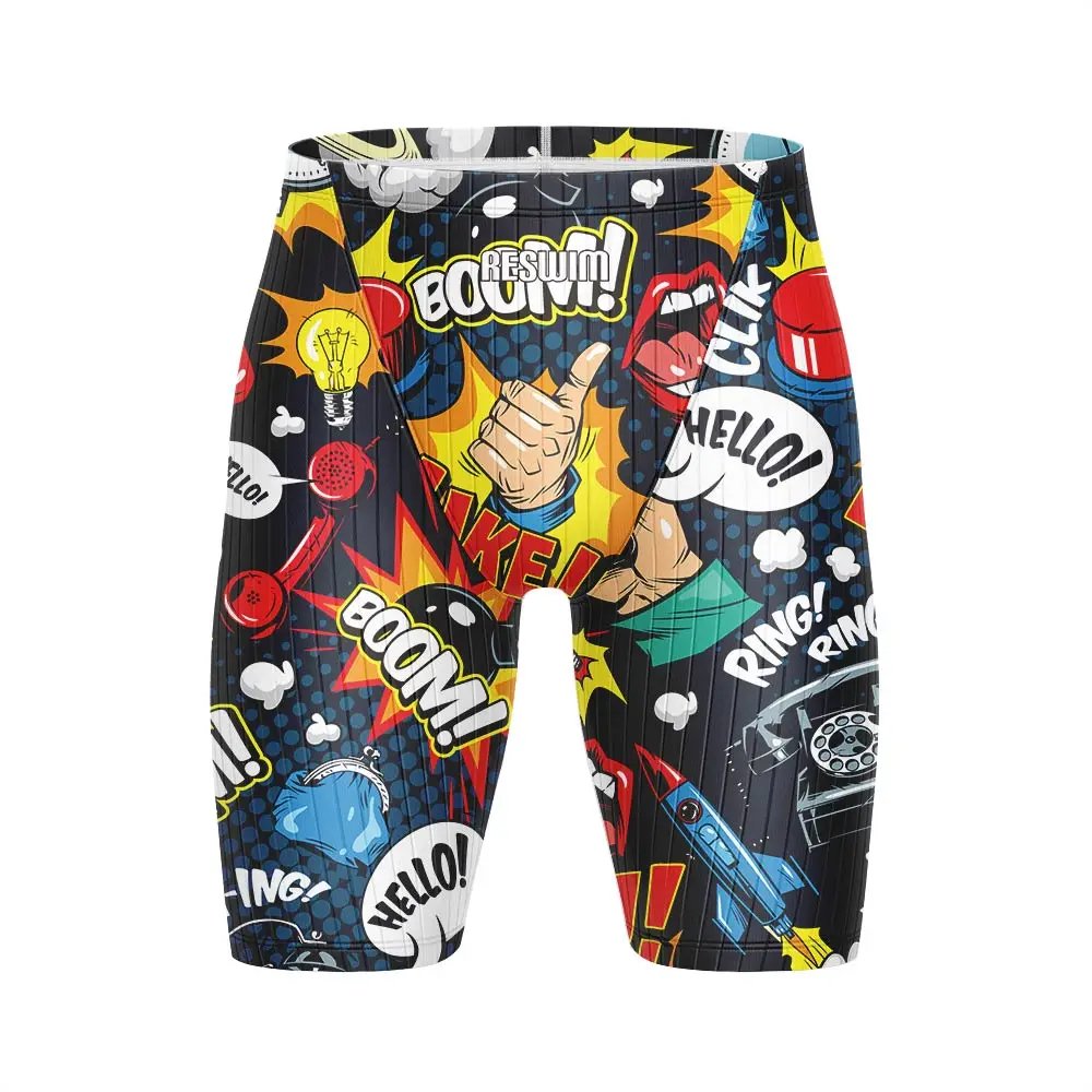 New Men's Swim Jammer Swimsuit Swimming Trunks Beach Tights Shorts Athletic Training Swimwear Bathing Suit Running Surfing Pants