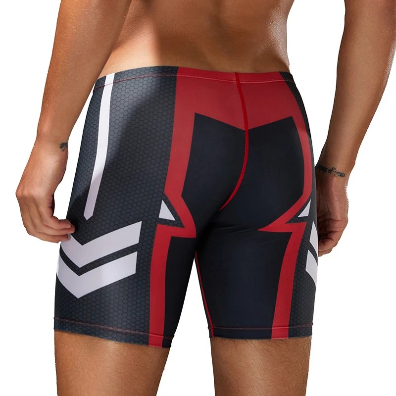 Men's Quick-Dry Boxer Brief Swimming Trunks with Waist Tie for Surfing Beach Sand Thermal Swimming Shorts