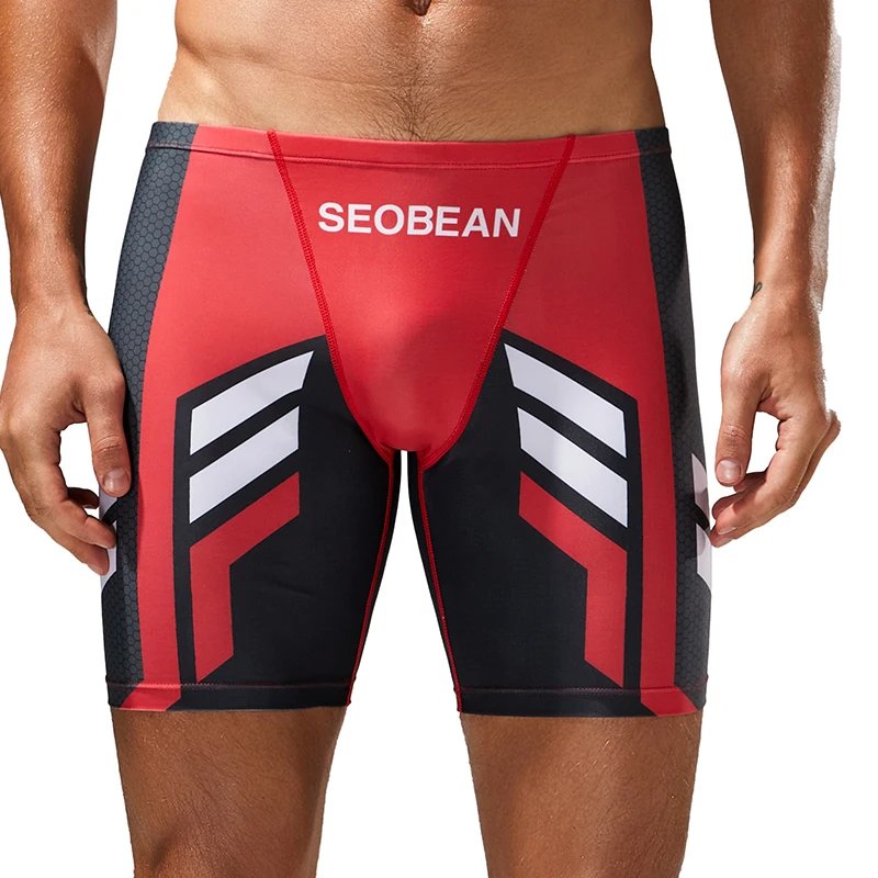 Men's Quick-Dry Boxer Brief Swimming Trunks with Waist Tie for Surfing Beach Sand Thermal Swimming Shorts