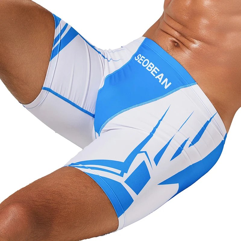 Men's Quick-Dry Boxer Brief Swimming Trunks with Waist Tie for Surfing Beach Sand Thermal Swimming Shorts