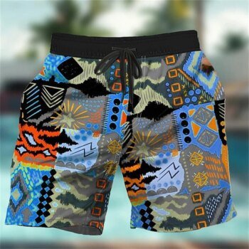 Men 3D Graffiti Print Sport Quick-dry Waterproof Harajuku Surf Trend Loose Casual Vacation Parent-child Beach Short Pants Summer