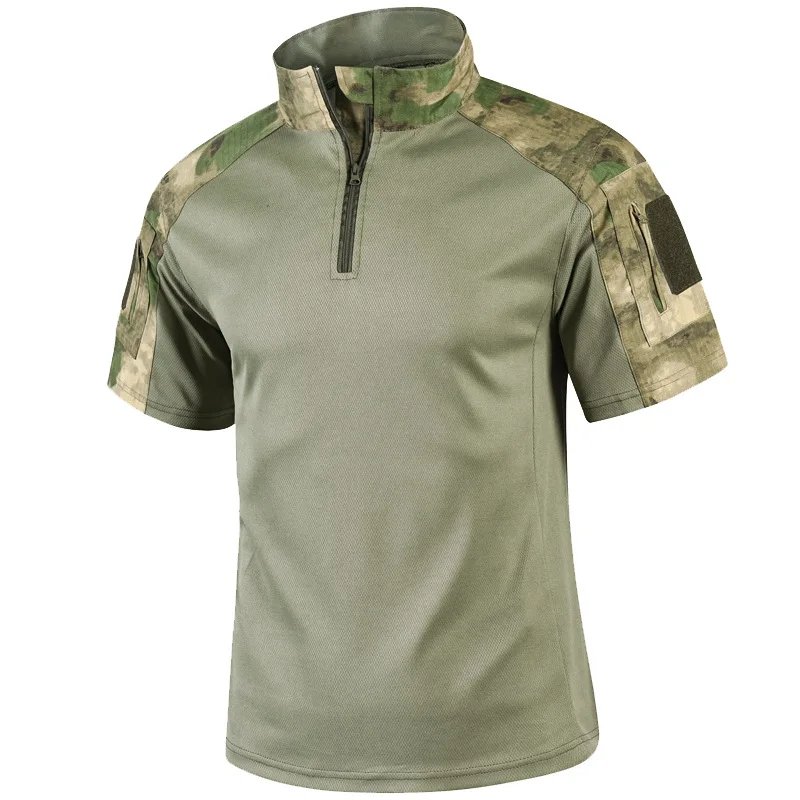 Camo Tactical Shirt Short Sleeve Quick Dry Combat T-Shirt Men's Camouflage Military Army T Shirt Outdoor Hunting Hiking Shirts