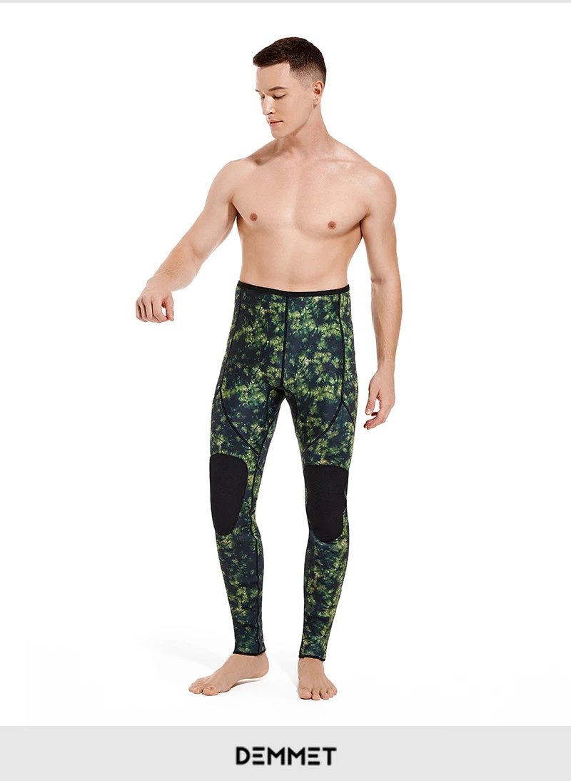 3mm/5mm Spearfishing Wetsuit Camouflage Open Cell Neoprene Free Diving Suit 2-Piece Fullsuit Mens Hooded Snorkeling Suits