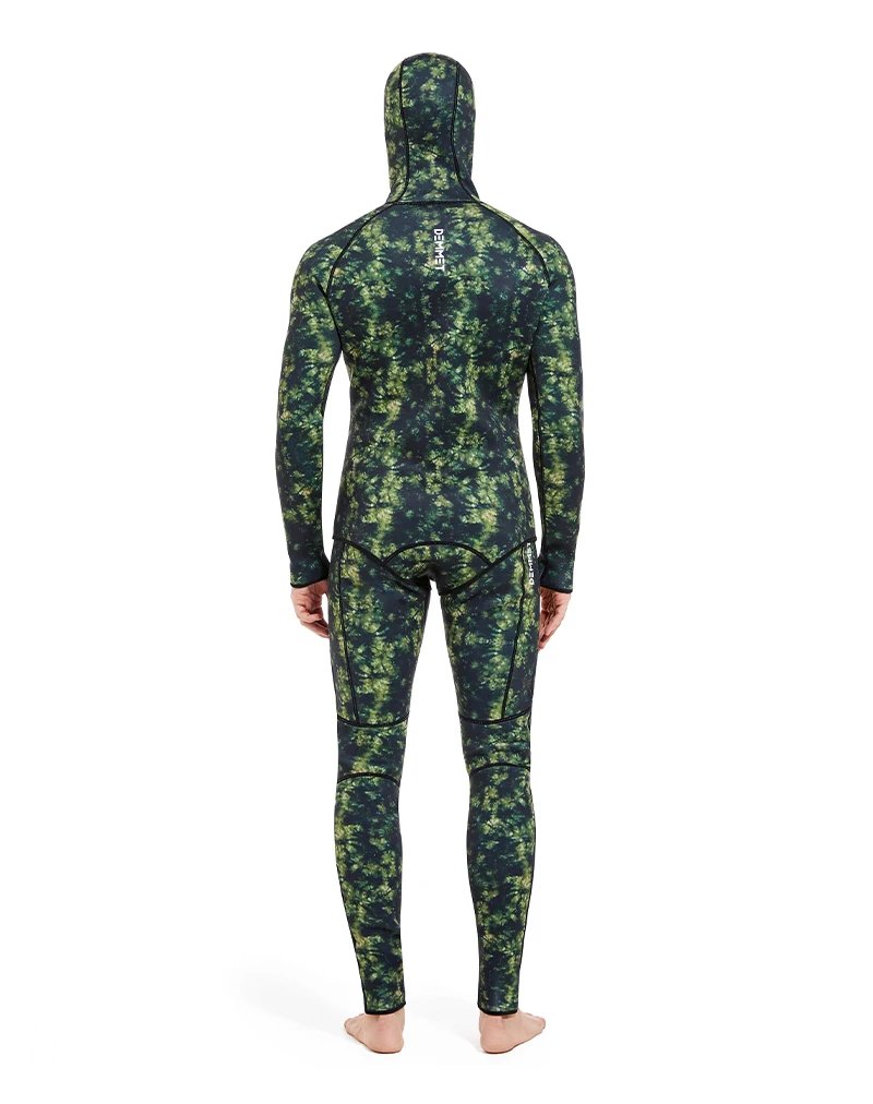 3mm/5mm Spearfishing Wetsuit Camouflage Open Cell Neoprene Free Diving Suit 2-Piece Fullsuit Mens Hooded Snorkeling Suits