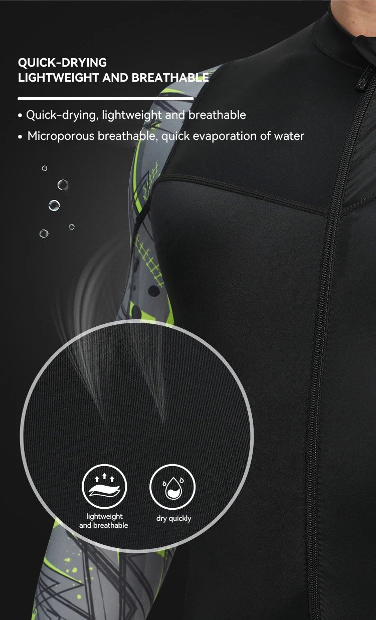 Men's One-piece Beach Sunscreen Wetsuit Anti-jellyfish Surfing Swimming Rash Guard Snorkeling Diving Suit Quick Drying Swimsuit