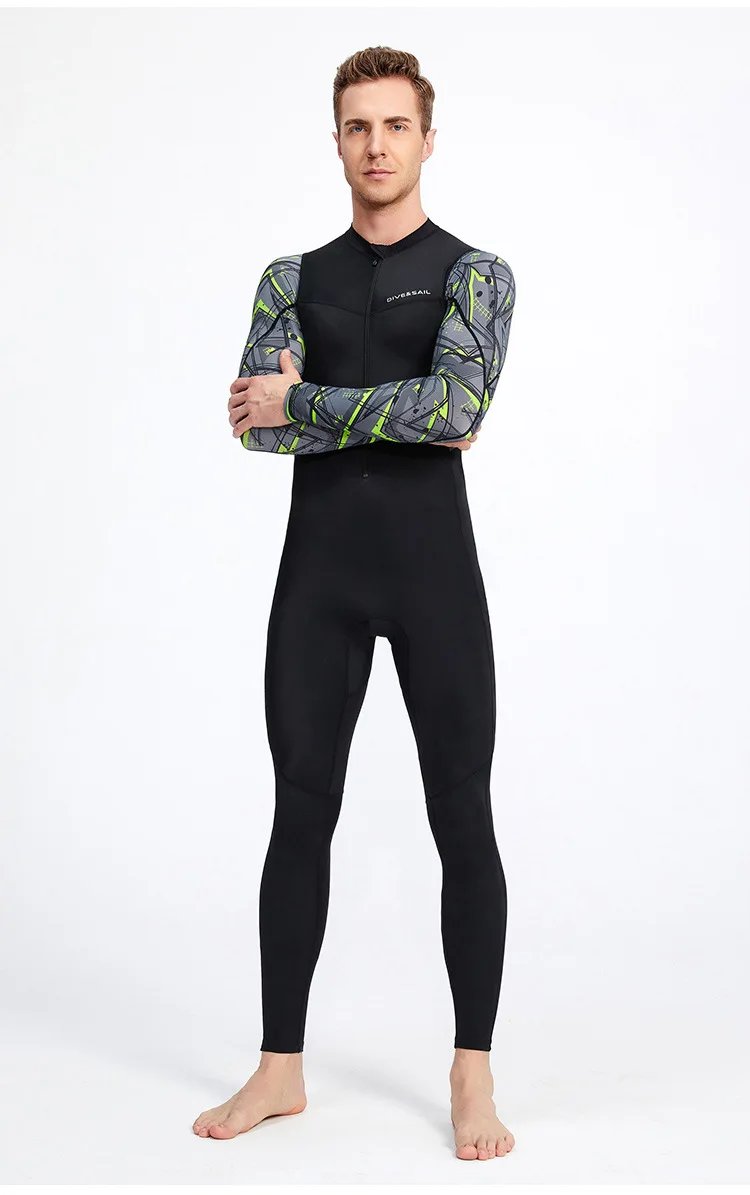 Men's One-piece Beach Sunscreen Wetsuit Anti-jellyfish Surfing Swimming Rash Guard Snorkeling Diving Suit Quick Drying Swimsuit