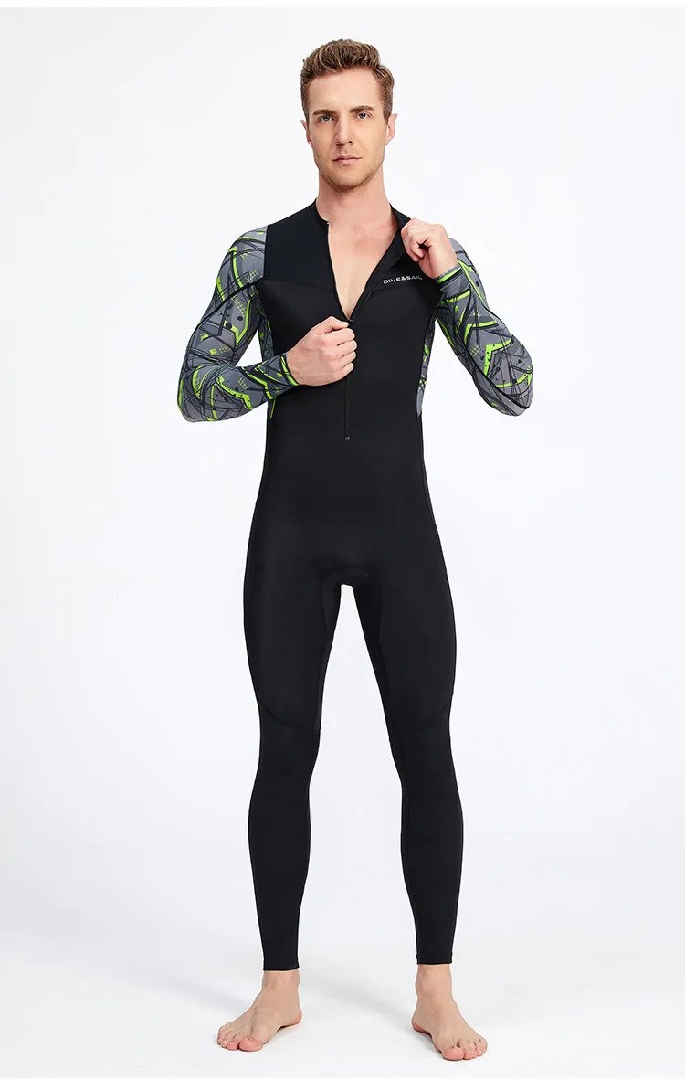 Men's One-piece Beach Sunscreen Wetsuit Anti-jellyfish Surfing Swimming Rash Guard Snorkeling Diving Suit Quick Drying Swimsuit